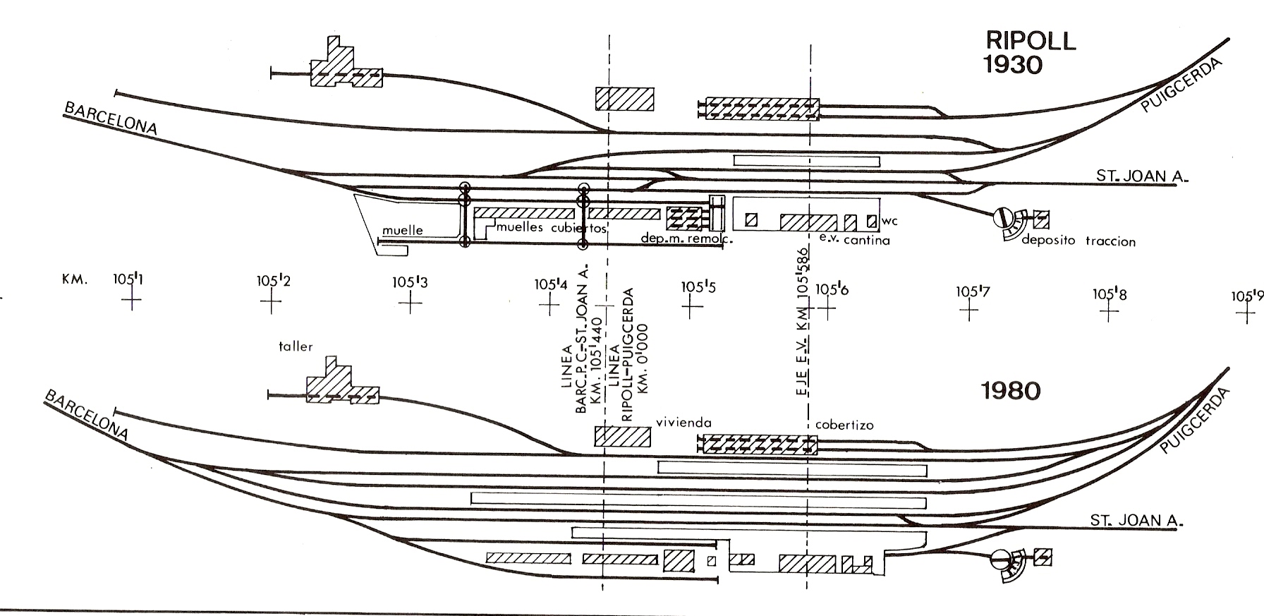 Plano de la estacion de Ripoll, dibujo de Pedro Pintado Quintana