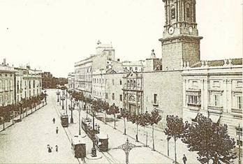 Plaza de Tetuan , en Valencia , postal comercial, fondo: Miguel Diago