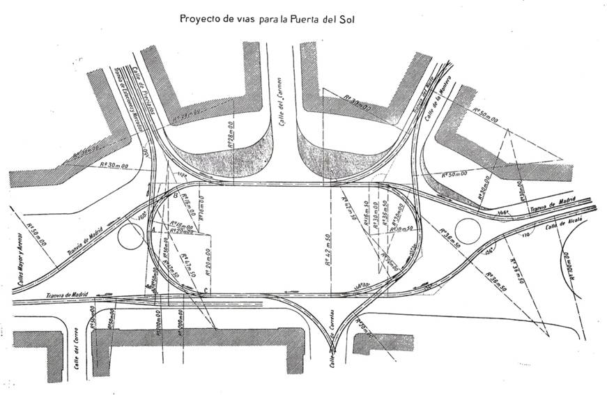 Proyecto de remodelacion de las lineas de tranvias en la Puerta del Sol