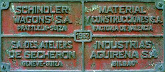 Placa de fabricacion de las locomotoras serie 21 al 24